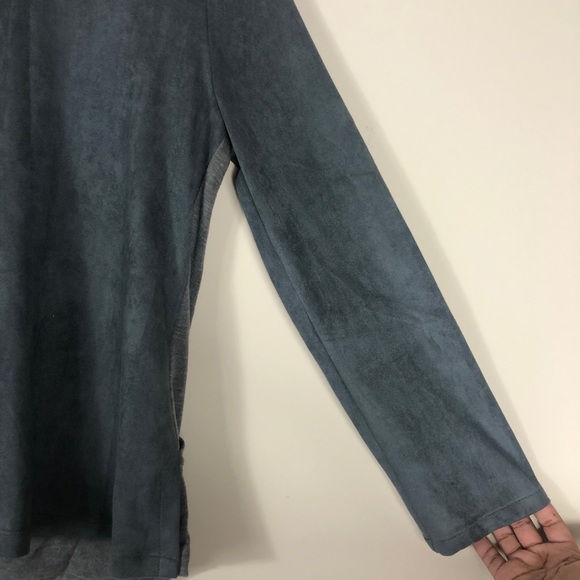 Miila Gray Faux Suede Open Back Blouse - Picture 2 of 5